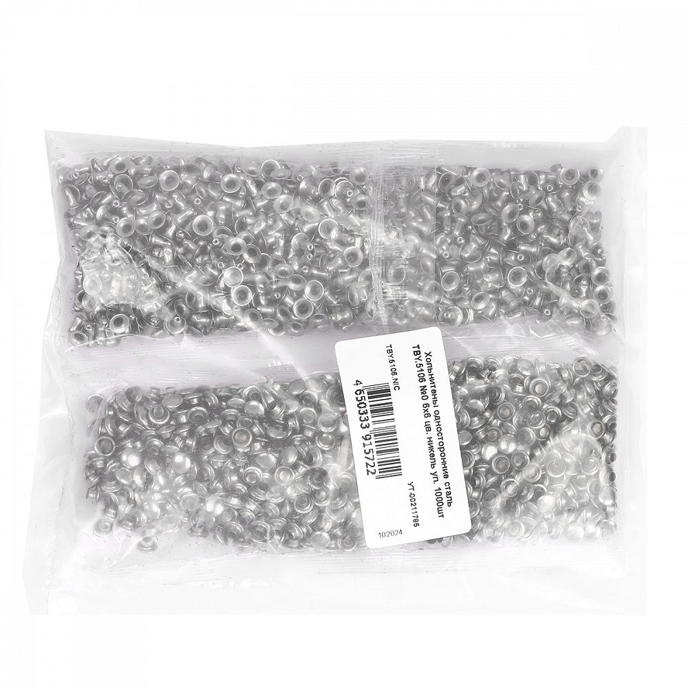 Хольнитены односторонние сталь 6х6 мм, №0, TBY.5106 цв. никель уп. 1000 шт, TBY