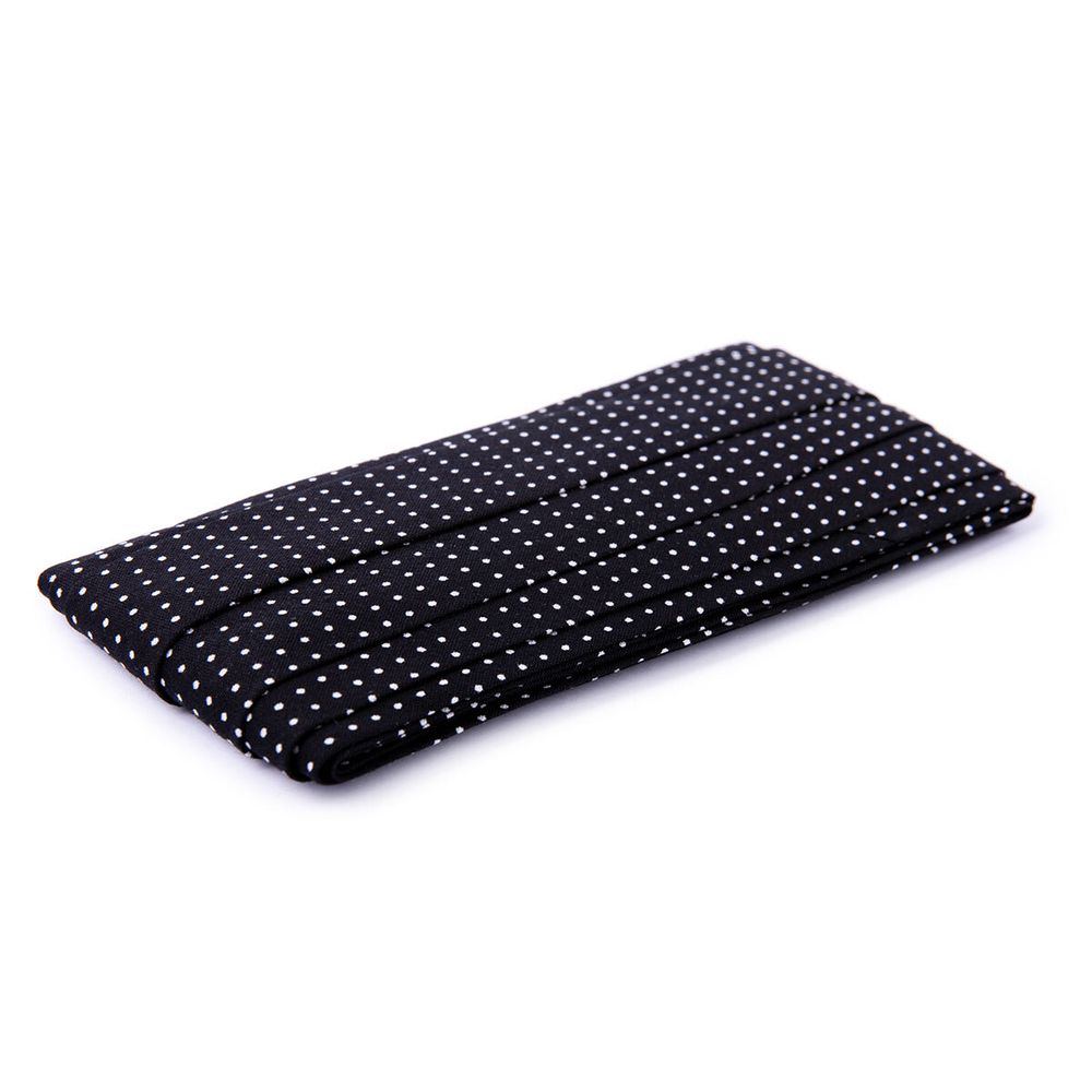 Косая бейка хлопковая 20 мм / 5 шт по 5.4 метра, №113P черный/белый горох, Gamma GBF-20