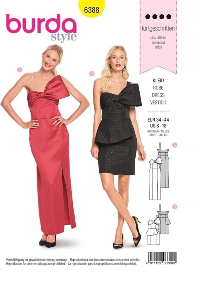 Выкройка женское вечернее платье Burda (Бурда) 6388, 1 шт