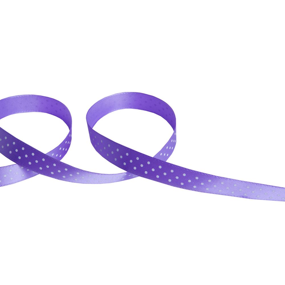 Лента атласная с рисунком 12.0 мм / 22.8 метров, D 082/001т.сиреневый/белый, Gamma ALP-121