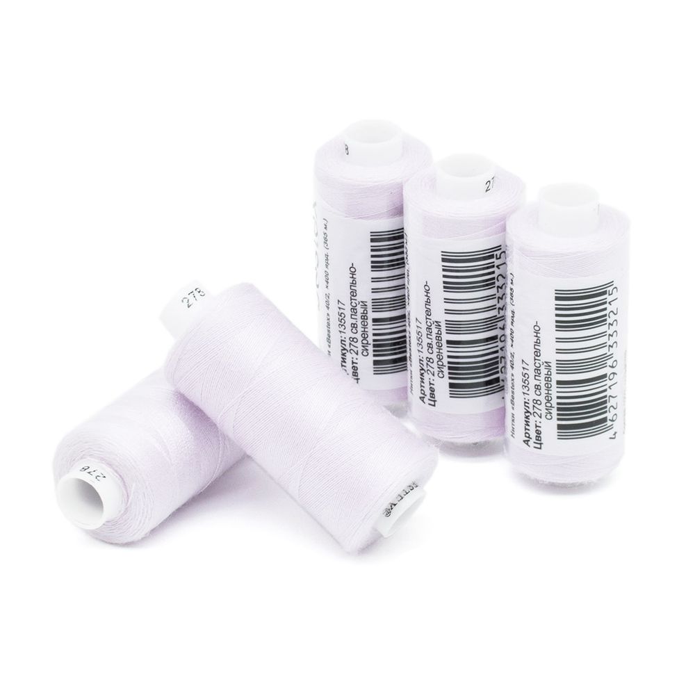 Нитки швейные бытовые Bestex 40/2, 365 м (400 ярд) / 10 кат., 278 бело-сиреневый