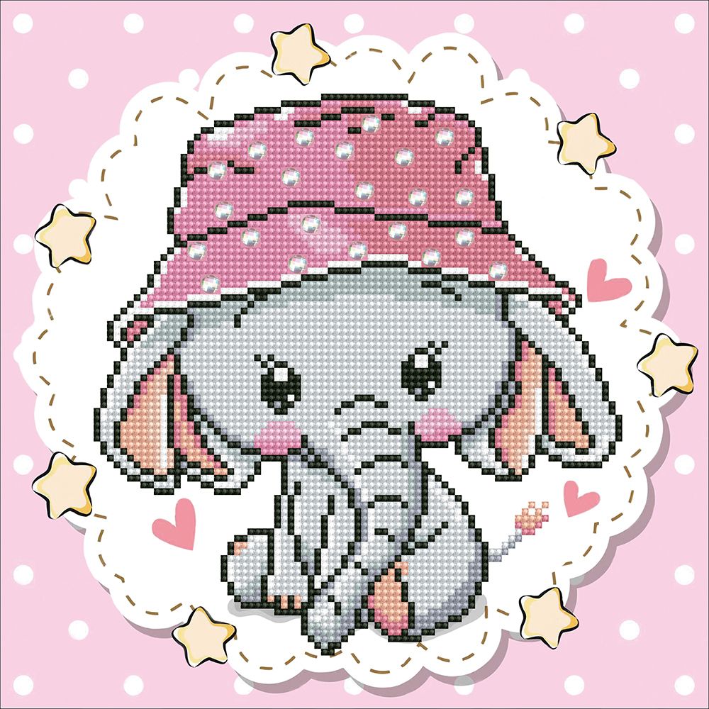 Алмазная (кристальная) мозаика Фрея, Слоник Ксюша, 30х30 см