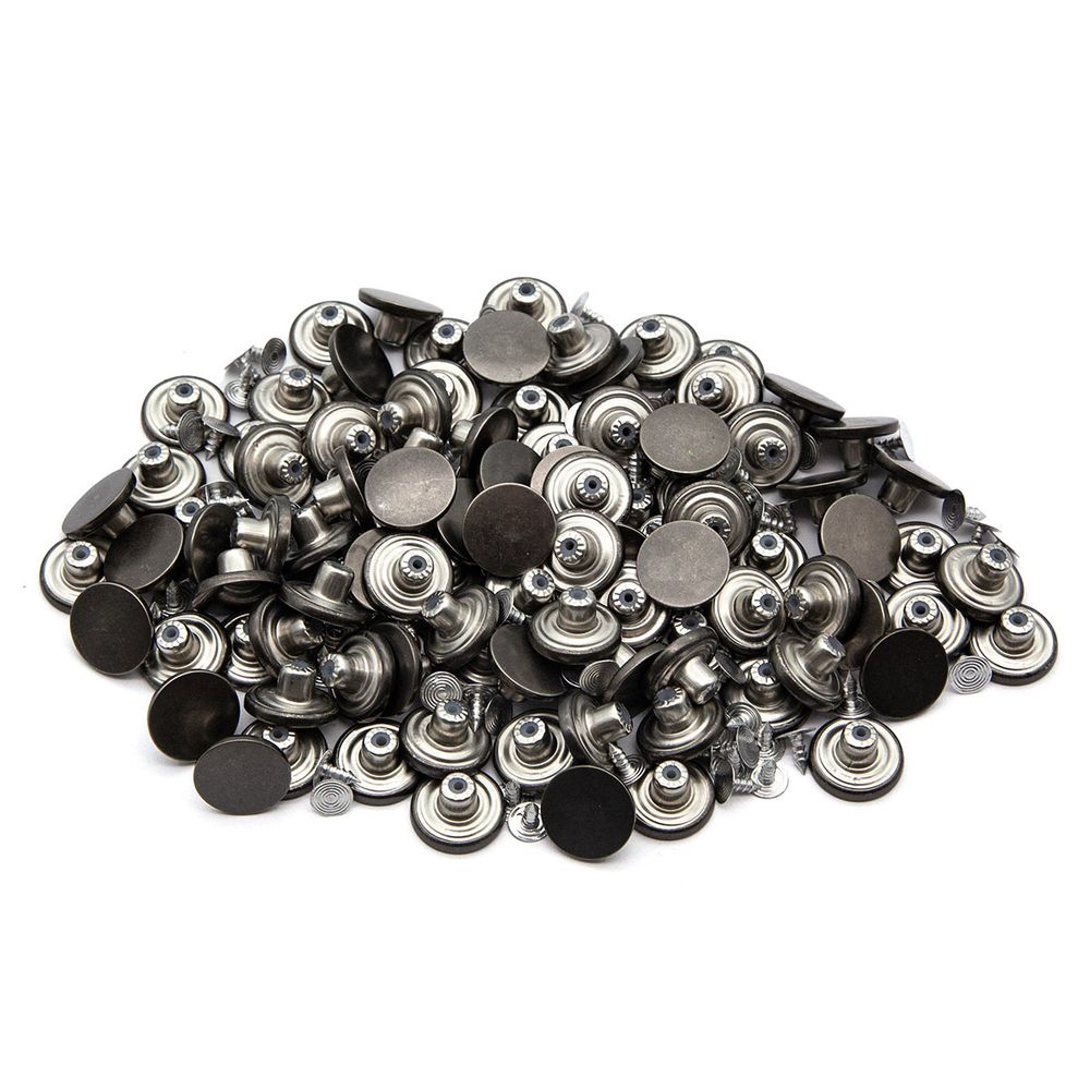 Пуговицы джинсовые ⌀17 мм, фиксированная ножка, гладкая, черный никель, ≈100 шт, New Star