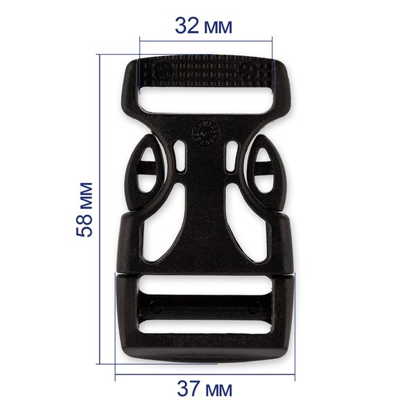 Фастекс (пряжка трезубец) ацеталь 32 мм, 10 шт, черный, Gamma SB01
