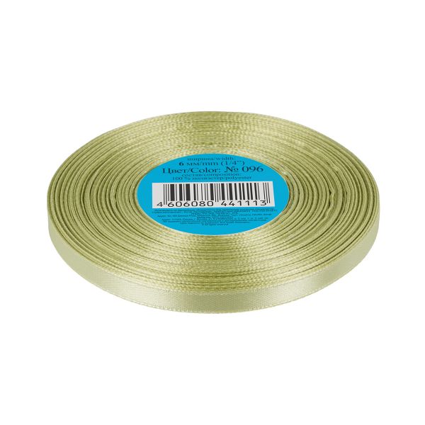 Лента атласная 1-сторонняя 6.0 мм / 33±2 метра, 096 бл.хаки, Gamma