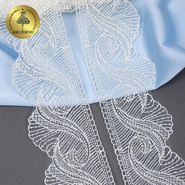 Кружево на сетке 70 мм, 2107 цв.белый уп.13.71м, Kruzhevo