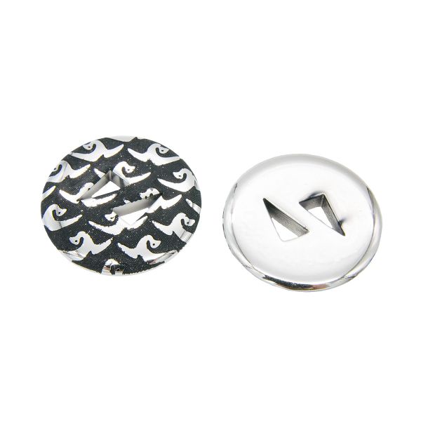 Пуговицы на ножке пальтовые, черный/серебро, 48L (черный), 24 шт
