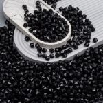 Бусины акрил ⌀10 мм, прозрач. в цвете, граненый куб, 500 г, Astra&Craft (672 черный)