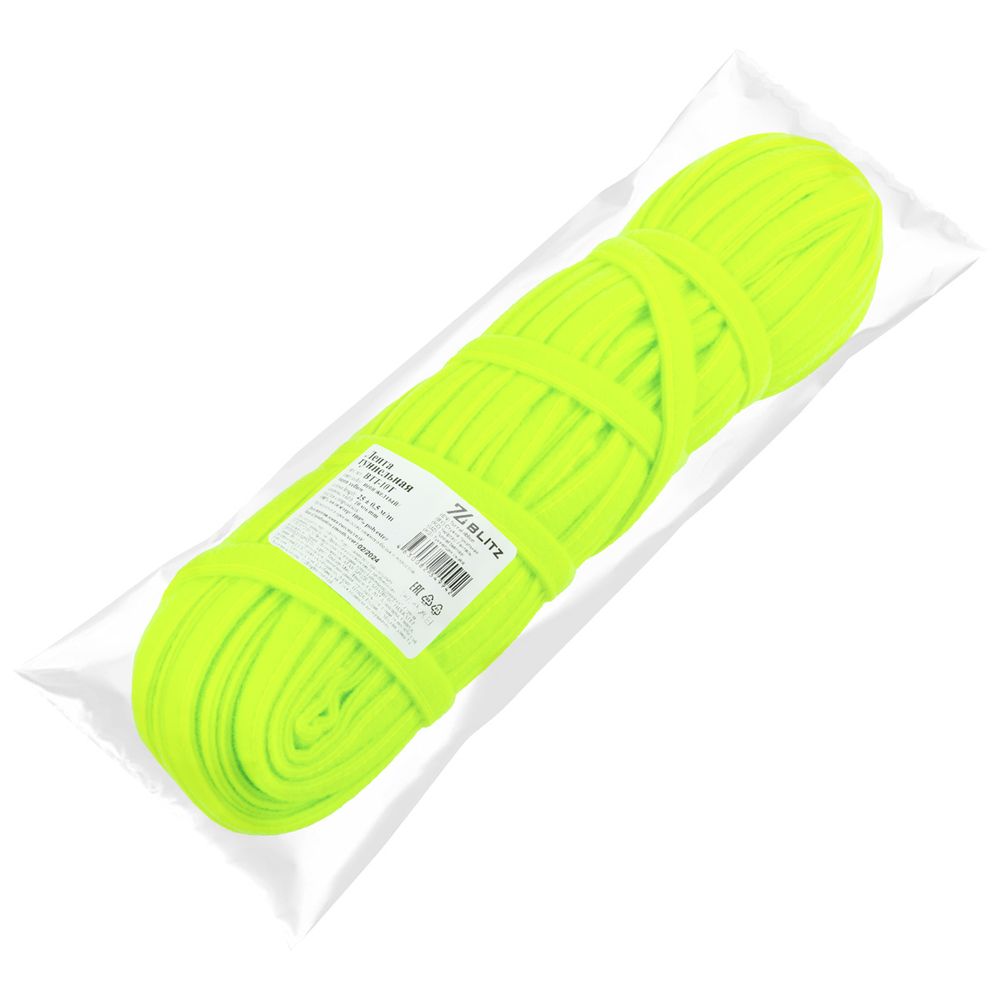 Лента тоннельная (чехол для косточек) 10.0 мм / 25 метров, неон желтый/neon yellow, Blitz BTT-10T