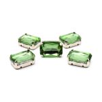 Хрустальные стразы в цапах прямоугольные (серебро) св.зеленый 10х14мм, 5 штук Astra&Craft, ПЦ006НН1014