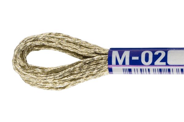 Мулине Gamma металлик, цв.М-02 св.золотой, 12 мотков по 8 метров