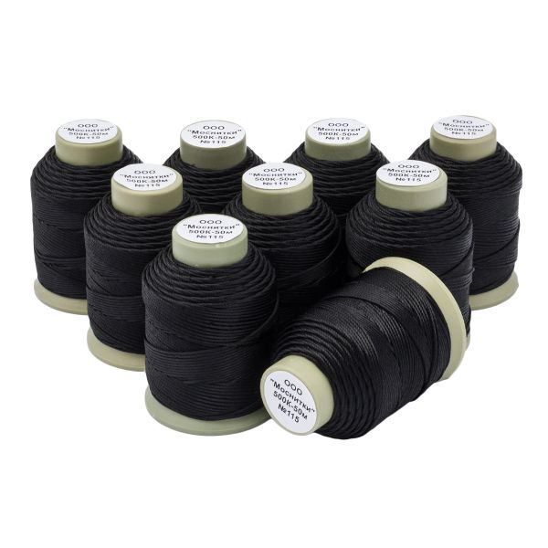 Нитки капроновые 500К, 50м, 115 черный, 9 катушек