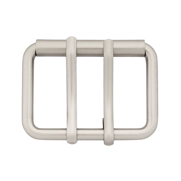 Пряжка прямоугольная 45 мм, с двумя язычками, металл (Nickel Серебро (никель) матовое), МТ_1864, 6 шт