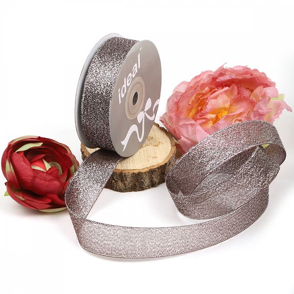 Лента с люрексом 25 мм, 139 черный/серебро, уп. 22,85 м