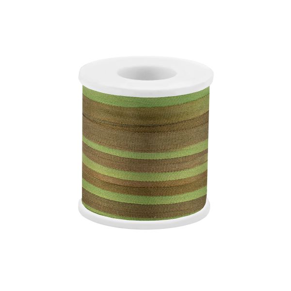 Лента (тесьма) шелковая 4.0 мм / 45.5±0.5 метров, M134 зеленый/коричневый, Gamma SRM-4