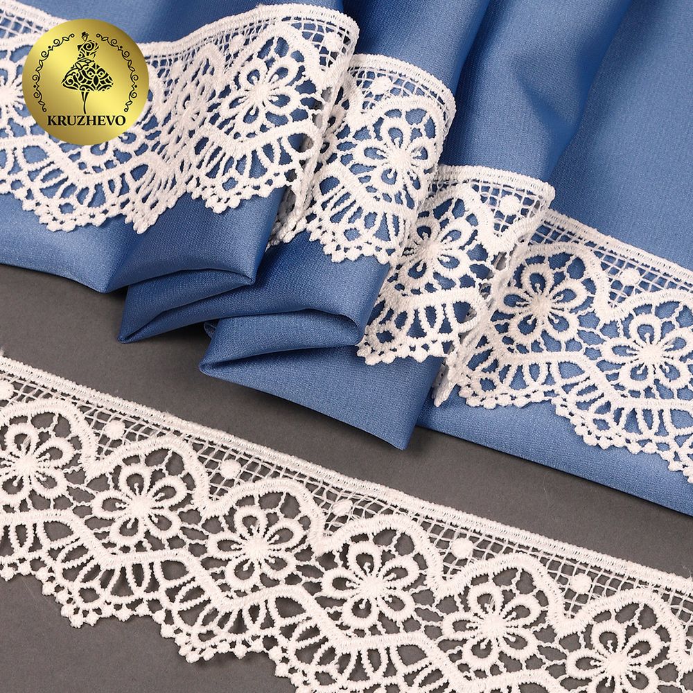 Кружево гипюр (плетёное) 50 мм, матовая нить TBY.0871, цв.F102 молочный уп.13.71м, Kruzhevo