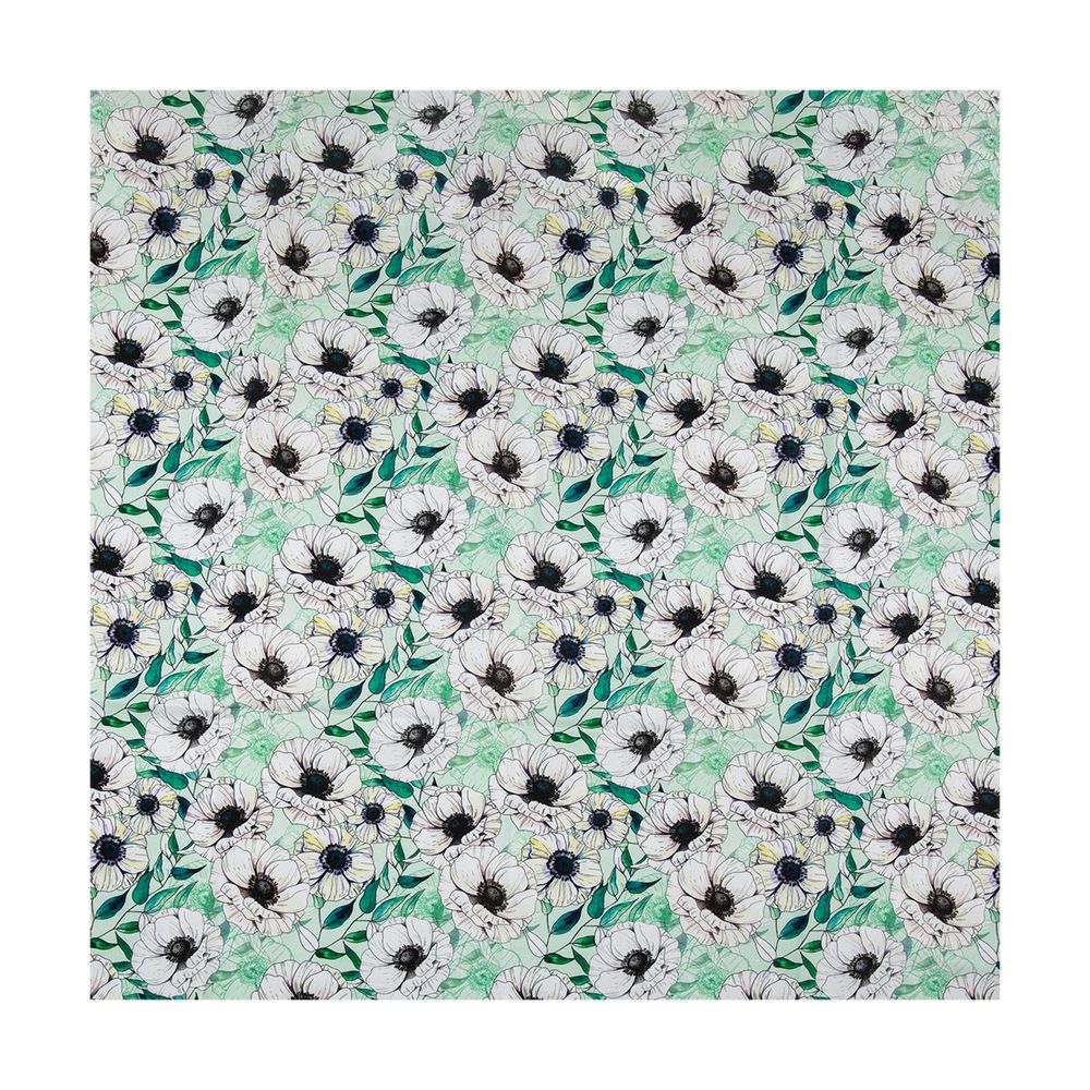 Ткань для пэчворка Peppy Цветущие анемоны 50х55 см, 140±5 г/м², ЦА-02 зеленый