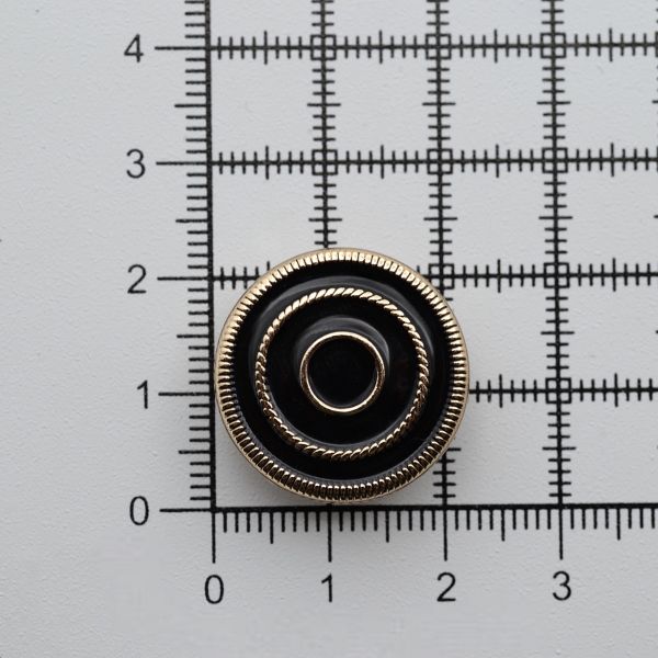 Пуговицы на ножке 36L (23мм), металл (Black/G черный с золотом), 36 шт, ME 644