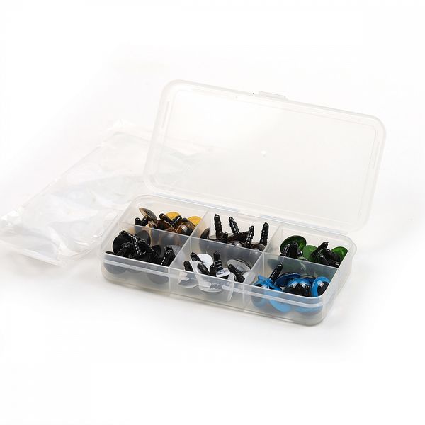 Набор глаз в органайзере винтовые пластик d18мм 48 шт с фикс №4