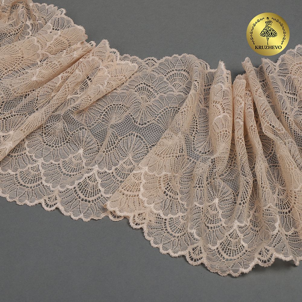 Кружево бельевое эластичное 195 мм / 3 м, 8034 цв.L168 серебристый пион, Kruzhevo