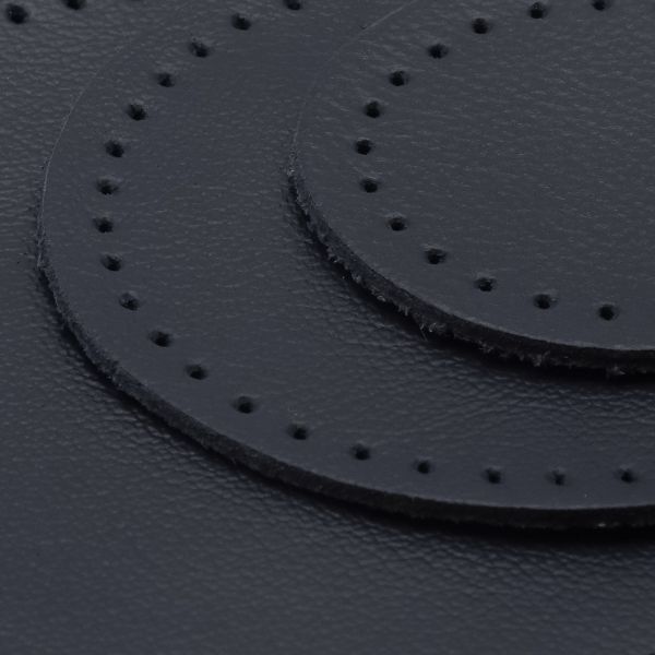 Набор заплаток пришивных из кожи, круг ⌀4см, 6см и 8см, с перфорацией, 3 шт, 100% кожа (05 темно-синий), 9401