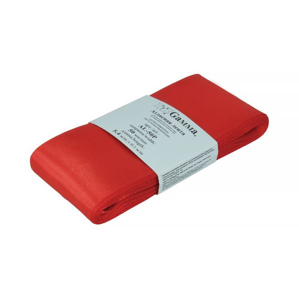 Лента атласная 1-сторонняя 50.0 мм / 5 шт по 5.4 метра, №111 красный, Gamma AL-50P