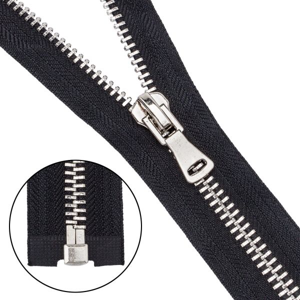 Молния металл Т8 (8 мм) 1 зам., разъем., 70 см, никель, 580 черный, 5 шт