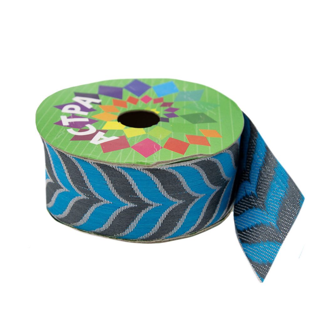 Лента (тесьма) жаккардовая 40.0 мм / 9 метров, Astra&Craft (серебро/35/72) SR1632