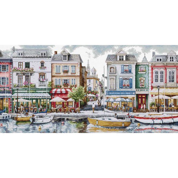 Набор для вышивания нитками Luca-S BU5103, Набережная 64х32см