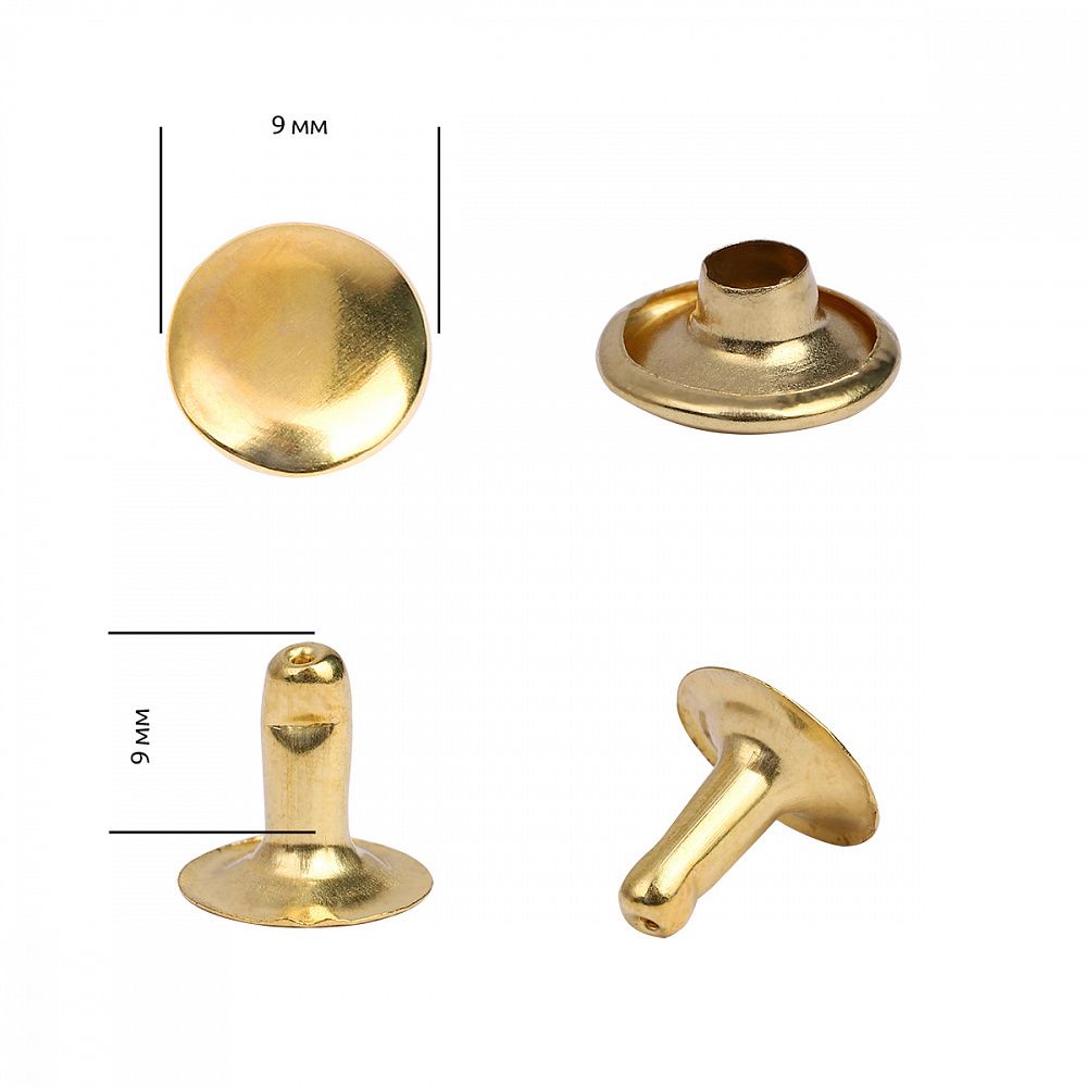 Хольнитены односторонние сталь 9х9 мм, №33, TBY.5109 цв. золото уп. 1000 шт, TBY