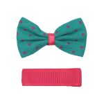 Набор бантик и заколка, мини 35мм/35мм, зеленый/малиновый