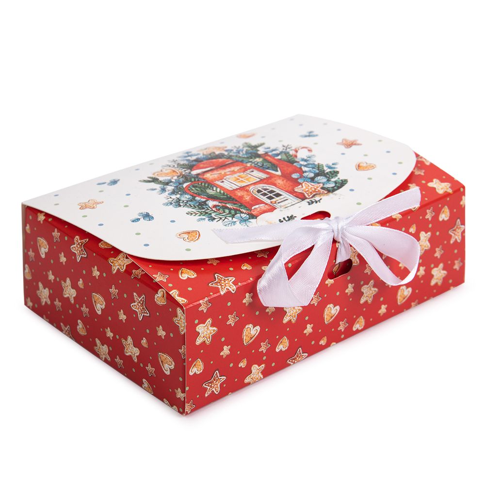 Коробка без окна с лентой 16.5х11.5х5 см, №1 Уютное рождество, S-Chief CBC-006