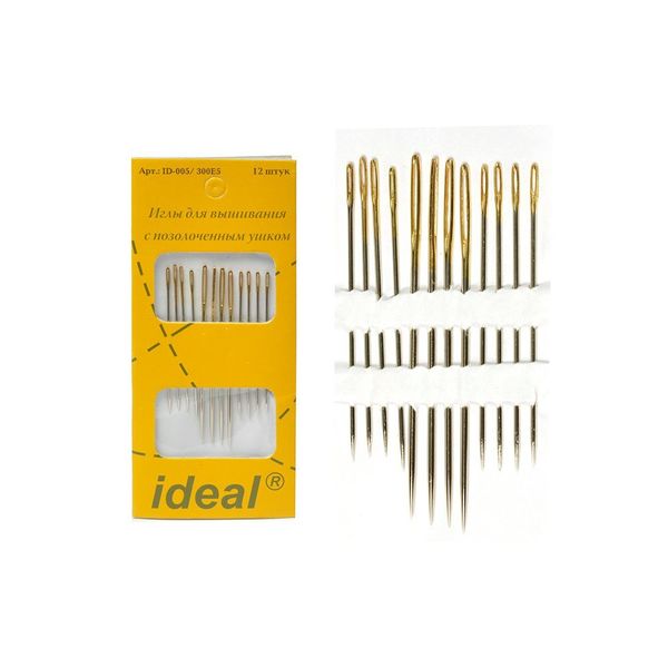 Иглы ручные для вышивания с позолоченным ушком уп.12 игл (0340-0005)