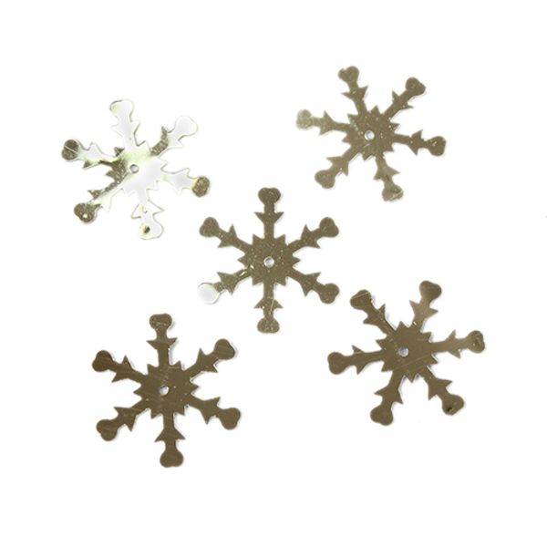 Пайетки фигурные снежинки, 24 мм, упак. 10 гр, Астра, 1 серебро, уп.10 шт