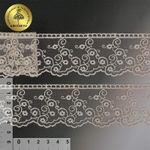 Кружево на сетке 45 мм, диз. 185, цв.375 персик, уп. 14 м, Kruzhevo