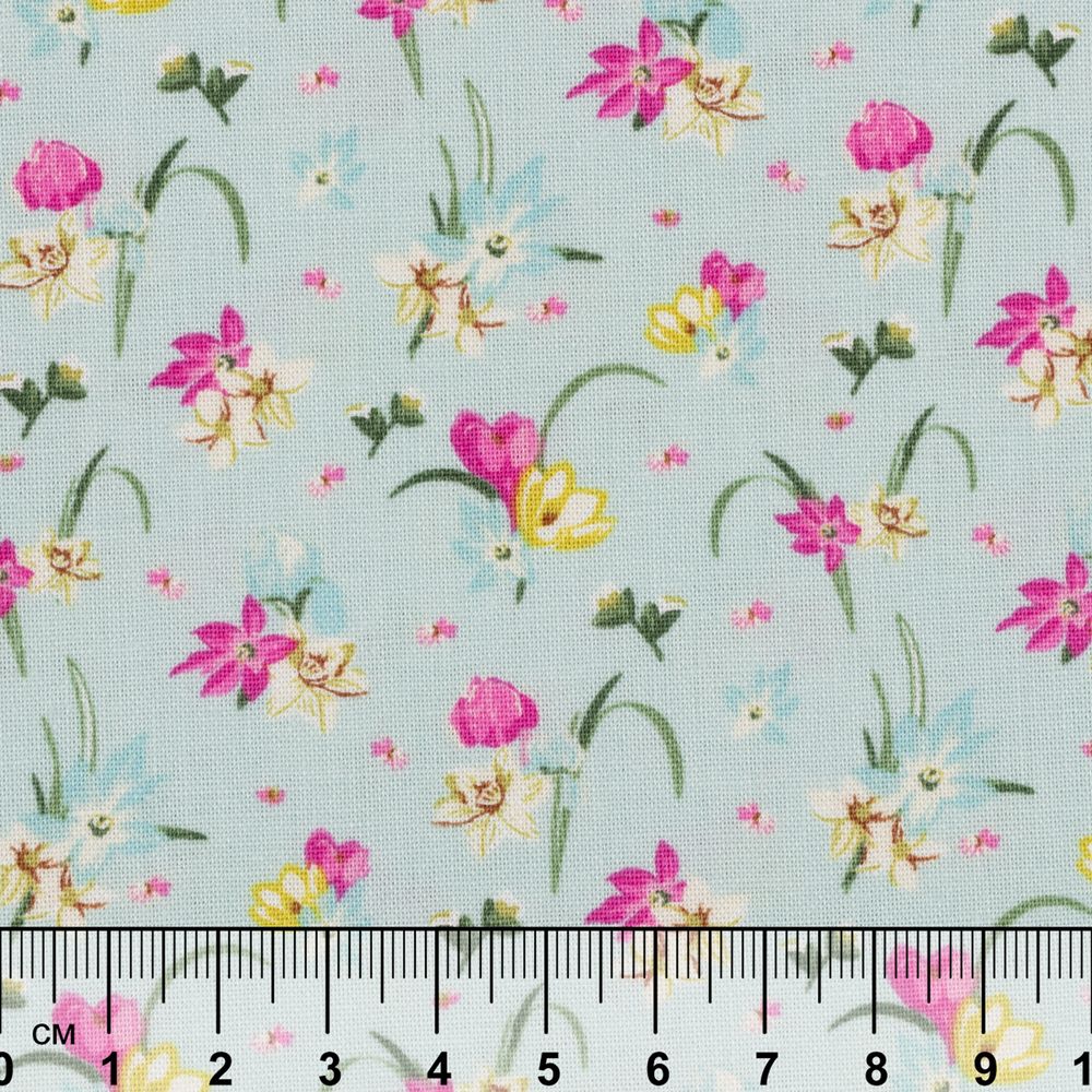 Ткань для пэчворка Peppy Весенний этюд, отрез 50х55 см, 146 г/м², ВЭ-14 голубой, Peppy
