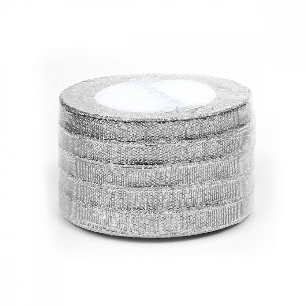 Лента металлизированная 10.0 мм / 22.85±1 метра, цв. серебро, Magic4Hobby, упак. 5 шт
