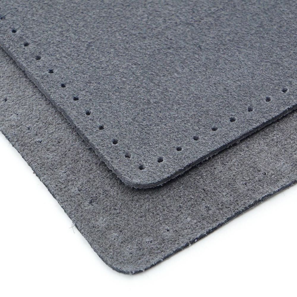 Заплатки пришивные из замши, квадрат 8см с перфорацией, 2 шт, 100% кожа, 26 серый, 59122