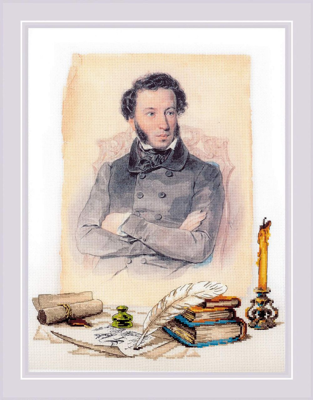 Набор для вышивания нитками Риолис, Пушкин, 30х40 см