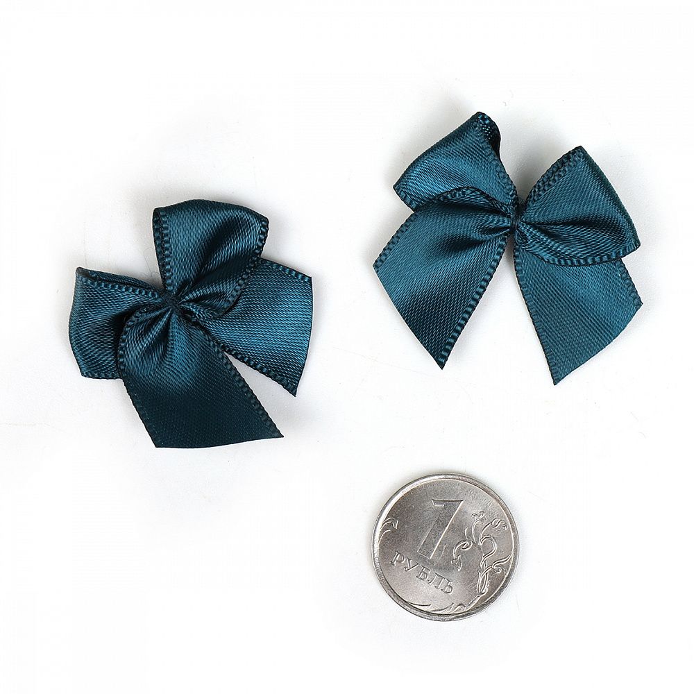 Бантики пришивные 15 мм, MJRF072 изумрудно-синий F222, уп.100 шт