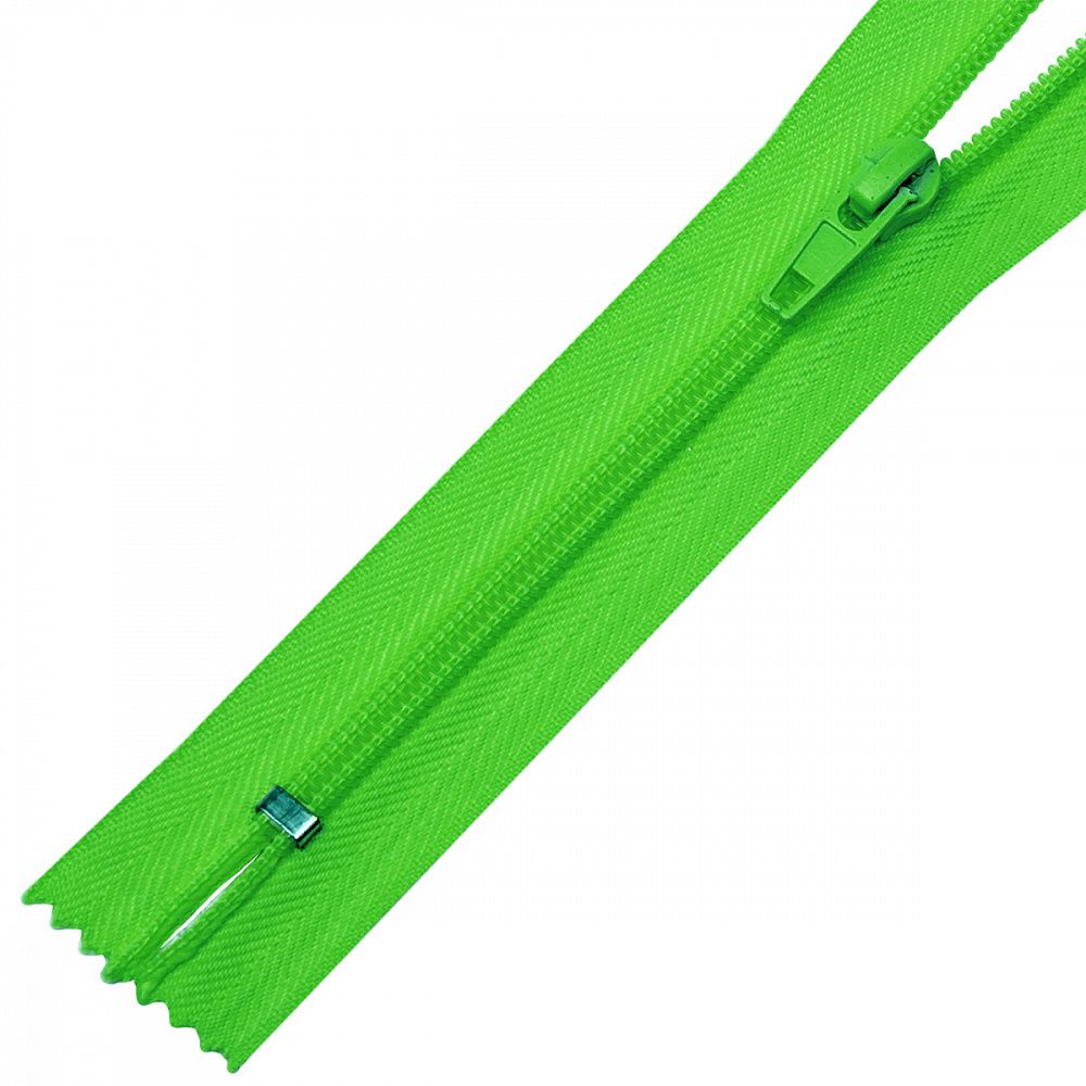 Молния спираль (витая) Т5 (5 мм) 1 зам., н/раз., 18 см, цв.F238 ярк.зеленый уп.50шт