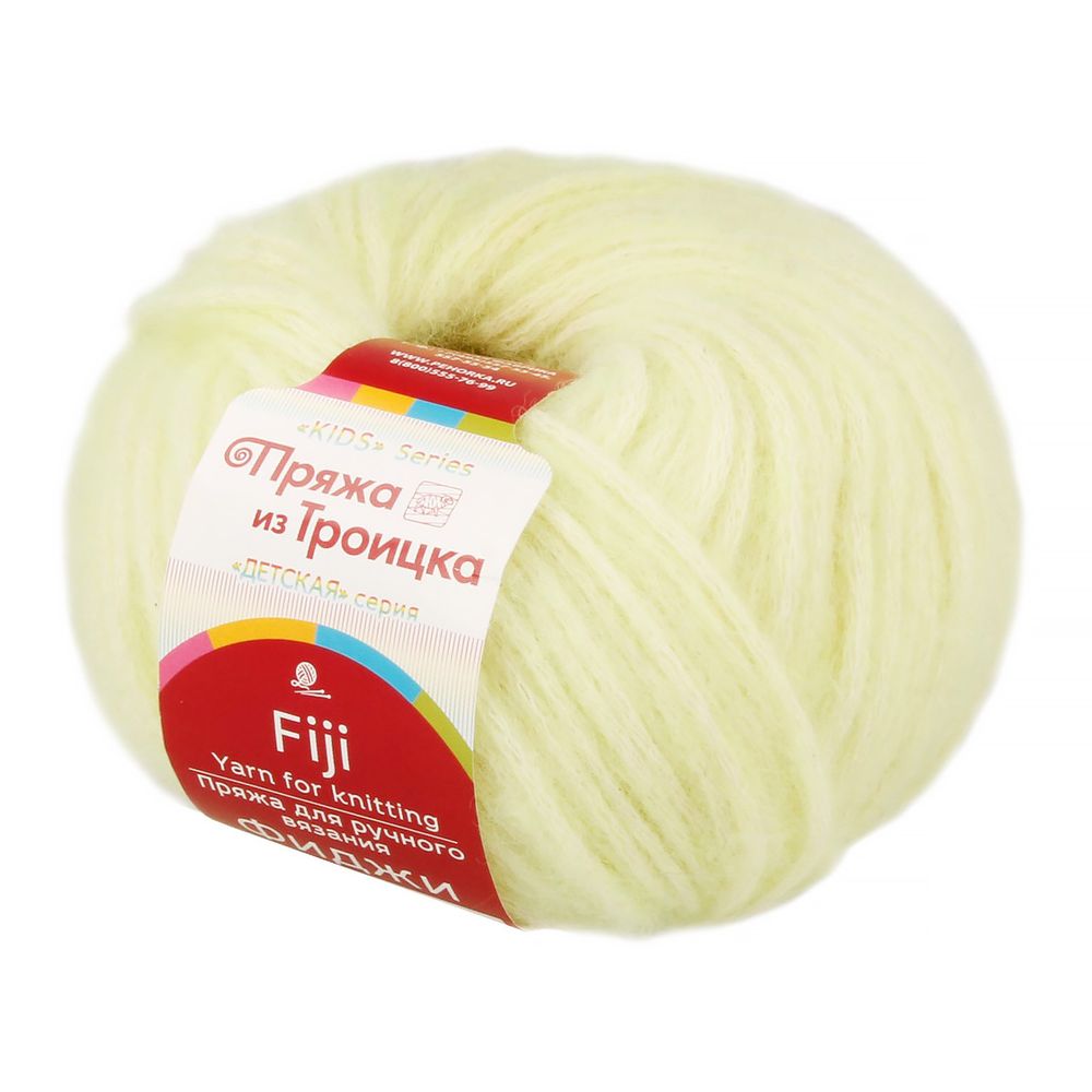 Пряжа из Троицка Фиджи 60% хлопок, 20% мериносовая шерсть, 20% акрил, 5 шт, х50 г 95 м, №793 ярк.салат, Пряжа из Троицка Фиджи