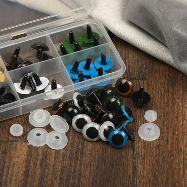 Набор глаз в органайзере винтовые пластик d18мм 48 шт с фикс №4