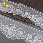 Кружево на сетке широкое 120 мм, 40484, цв.01 белый уп.13.7м, Kruzhevo