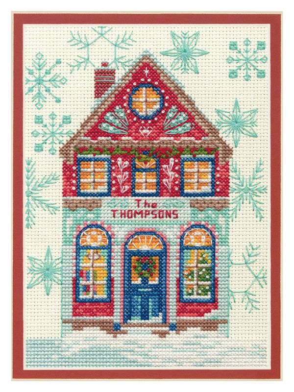 Набор для вышивания нитками Dimensions, Праздничный дом, 12.7х17.7 см