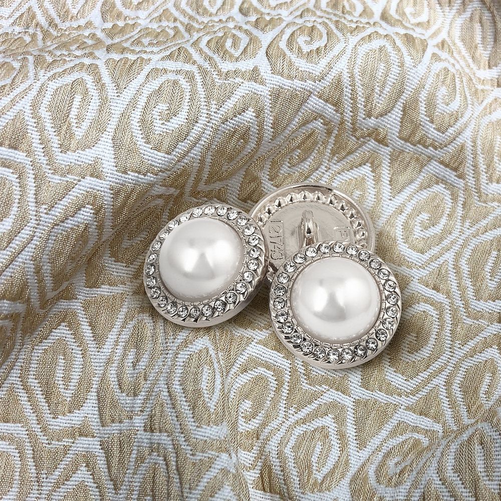 Пуговицы металлические на ножке 36L-23 мм, С-MP15 цв.серебро/перламутр, 10 шт