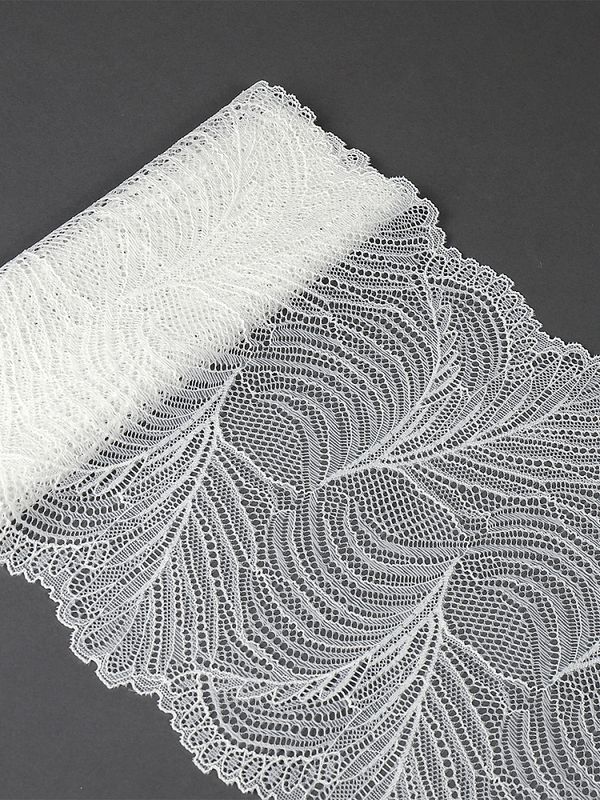 Кружево бельевое эластичное 215 мм / 2.7 м, 3517, цв.004 белый, Kruzhevo