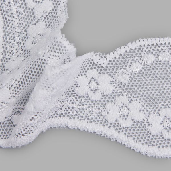 Кружево эластичное (стрейч) 40 мм, белый, 15 м