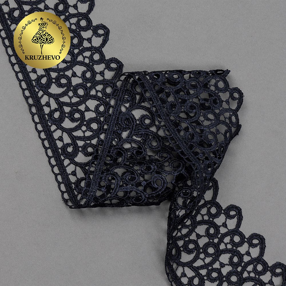 Кружево гипюр (плетёное) 80 мм, TR.8G8386, 01 т.синий, 12м, Kruzhevo