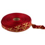 Лента (тесьма) жаккардовая 18.0 мм / 25 метров, Орнамент для северных народов, рис 6753 красный-желтый, Gamma С3771